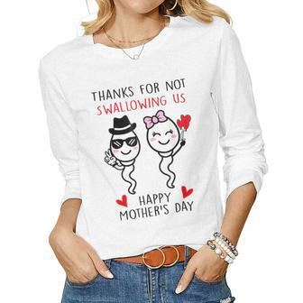 Thanks For Not Swallowing Us Happy 2023 Mom Kid Women Long Sleeve T-shirt | Mazezy