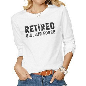 Us Air Force Retired Grandpa Veteran Military Vintage Women Long Sleeve T-shirt | Mazezy