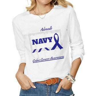 I Wear Navy For My Sister Colon Cancer Sister Brother Women Long Sleeve T-shirt | Mazezy