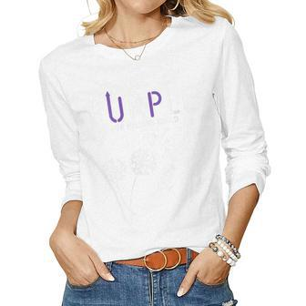 Womens Purple Up Soldier Military Child Usa Flag Dandelion Women Graphic Long Sleeve T-shirt - Seseable