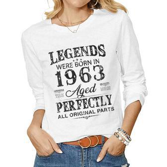 Womens Vintage 1963 Funny 59 Years Old Men And Women 59Th Birthday Women Graphic Long Sleeve T-shirt - Seseable