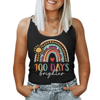100 Days Brighter Teacher Student 100 Days Of School Rainbow V2 Women Tank Top | Mazezy