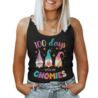100Th Day Of School Gnome Teachers Students 100 Days Smarter Women Tank Top Basic Casual Daily Weekend Graphic - Thegiftio UK