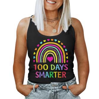 100Th Day Of School Teacher - 100 Days Smarter Rainbow Women Tank Top Basic Casual Daily Weekend Graphic - Thegiftio UK