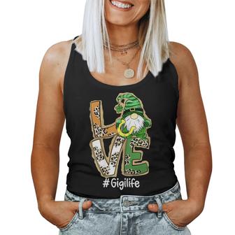 Womens Love Gigi Life Gnome Funny St Patricks Day Lucky Shamrock  Women Tank Top Basic Casual Daily Weekend Graphic