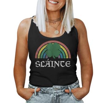 Slainte Shamrock St Patricks Day Saint Paddys Rainbow  Women Tank Top Basic Casual Daily Weekend Graphic