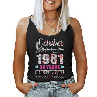 Womens 38 Years Old Shirt October 1981 Shirt 1981 Birthday Women Tank Top | Mazezy