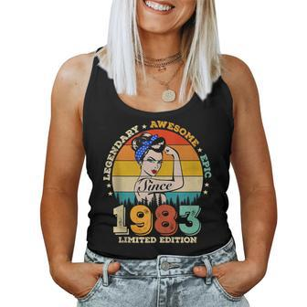 40 Year Old Legendary Since 1983 Awesome Women 40Th Birthday Women Tank Top Basic Casual Daily Weekend Graphic - Seseable