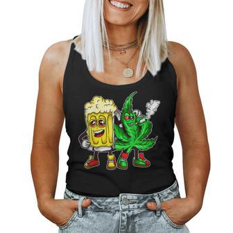 420 Pot Leaf Marijuana Bong Beer Drunk Weed Cannabis Women Tank Top | Mazezy