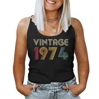 49Th Birthday Gift Men Women Vintage 1974 Retro Born Women Tank Top Basic Casual Daily Weekend Graphic - Seseable