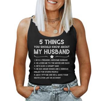 5 Things You Should Know About My Husband Wife Quote Women Tank Top | Mazezy