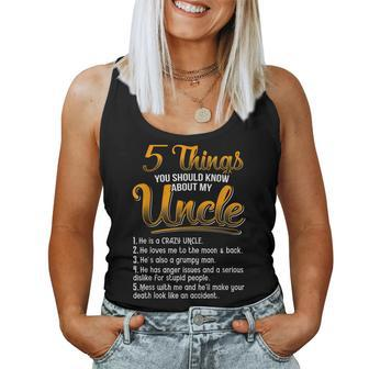 5 Things You Should Know About My Uncle Funny Christmas Gift Women Tank Top Basic Casual Daily Weekend Graphic - Seseable