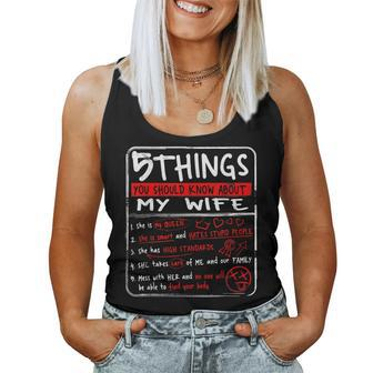 5 Things You Should Know About My Wife Husband Gift Women Tank Top Basic Casual Daily Weekend Graphic - Seseable