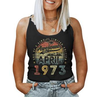 50 Year Old Awesome Since April 1973 50Th Birthday Women Tank Top Basic Casual Daily Weekend Graphic - Thegiftio UK