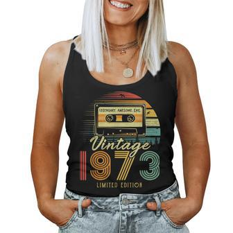 50 Year Old Gifts Vintage 1973 Cassette Tape 50Th Birthday Women Tank Top Basic Casual Daily Weekend Graphic - Seseable