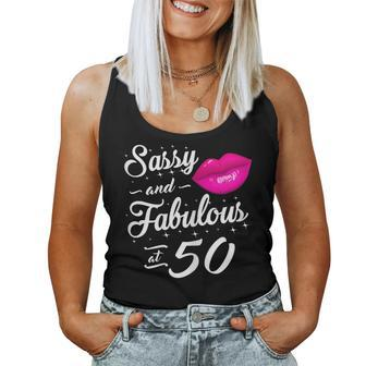 50Th Birthday Tshirt Sassy And Fabulous 50 Year Old Tee Women Tank Top | Mazezy