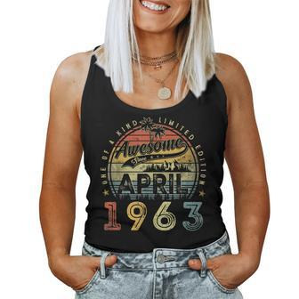 60 Year Old Awesome Since April 1963 60Th Birthday Women Tank Top Basic Casual Daily Weekend Graphic - Seseable