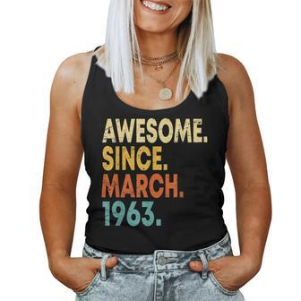 60 Year Old Men Women Awesome Since March 1963 60Th Birthday Women Tank Top Basic Casual Daily Weekend Graphic - Seseable