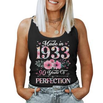 90 Year Old Made In 1933 Floral 90Th Birthday Women Women Tank Top | Mazezy