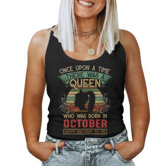 A Queen Was Born In October Birthday Women Tank Top Basic Casual Daily Weekend Graphic - Thegiftio UK