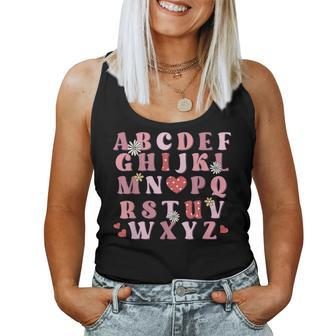 Abc Alphabet I Love You English Teacher Valentines Day Women Tank Top Basic Casual Daily Weekend Graphic - Seseable