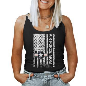 Air Force Mom Flag With F15 Jet Grunge Women Tank Top Basic Casual Daily Weekend Graphic - Seseable