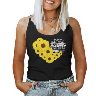 All Things Christ Sunflower Heart Bible Verses Gift Women Women Tank Top Basic Casual Daily Weekend Graphic - Seseable