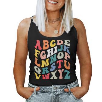 Alphabet Hi Back To School Abc Pre K Kindergarten Teacher Women Tank Top Basic Casual Daily Weekend Graphic - Seseable