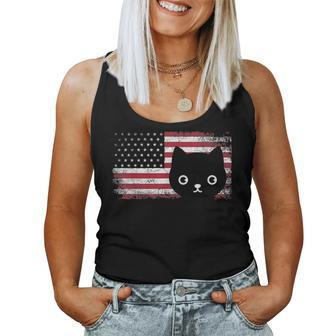 American Flag Cat Lover Meowica July 4Th Usa Fur Mom Dad V2 Women Tank Top Basic Casual Daily Weekend Graphic - Seseable