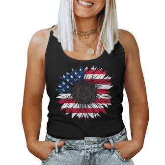 American Flag Sunflower 4Th Of July Independence Usa Day Women Tank Top Basic Casual Daily Weekend Graphic - Seseable