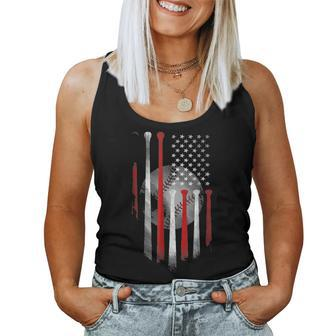 American Flag Vintage Baseball Flag Dad Mom V2 Women Tank Top Basic Casual Daily Weekend Graphic - Seseable