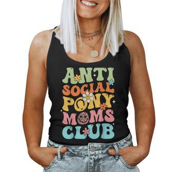 Anti Social Pony Moms Club Horse Mom Groovy Flowers Women Tank Top | Mazezy