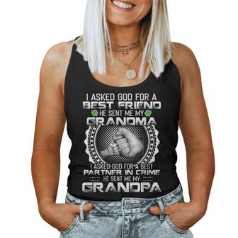 I Asked God For A Best Friend He Sent Me My Grandma Grandpa Women Tank Top | Mazezy UK