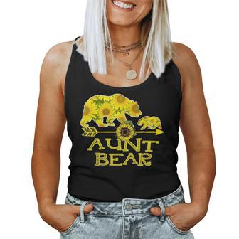Aunt Bear Sunflower Funny Mother Father Gifts Women Tank Top Basic Casual Daily Weekend Graphic - Seseable