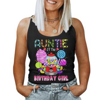 Aunt Of The Birthday Child Candyland Candy Women Tank Top Basic Casual Daily Weekend Graphic - Seseable