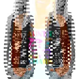 Auntie Of The Baby Birthday Shark Auntie Shark Women Tank Top | Mazezy