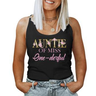 Auntie Of Miss Onederful 1St Birthday First One-Derful Women Tank Top Basic Casual Daily Weekend Graphic - Seseable