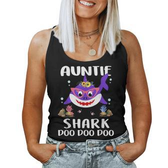 Auntie Shark Mothers Day Gift Idea For Mother Wife Women Tank Top Basic Casual Daily Weekend Graphic - Seseable