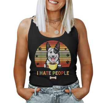 Australian Cattle Dog Fathers Day I Hate People With Coffee Women Tank Top Basic Casual Daily Weekend Graphic - Thegiftio UK