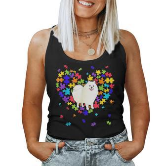 Autism Awareness American Eskimo Cute Heart Dog Dad Mom Gift Women Tank Top Basic Casual Daily Weekend Graphic - Seseable