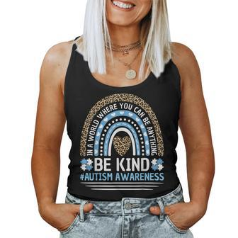 Autism Awareness Be Kind Rainbow Leopard Autism Awareness  Women Tank Top Basic Casual Daily Weekend Graphic