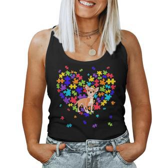 Autism Awareness Chihuahua Cute Heart Dog Dad Mom Gift Women Tank Top Basic Casual Daily Weekend Graphic - Seseable