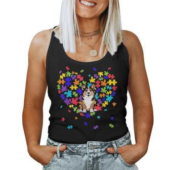 Autism Awareness Corgi Cute Heart Dog Dad Mom Gift Women Tank Top Basic Casual Daily Weekend Graphic - Seseable