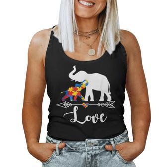 Autism Awareness Elephant Hearts Love Gifts Mom Dad Kids Women Tank Top Basic Casual Daily Weekend Graphic - Seseable