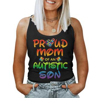 Autism Awareness Family Proud Mom Of Autistic Son Women Tank Top Basic Casual Daily Weekend Graphic - Seseable