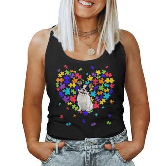 Autism Awareness French Bulldog Cute Heart Dog Dad Mom Gift Women Tank Top Basic Casual Daily Weekend Graphic - Seseable