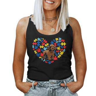 Autism Awareness Poodle Heart Dog Dad Dog Mom Gift Women Tank Top Basic Casual Daily Weekend Graphic - Seseable