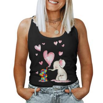 Autism Elephant Love Needs No Words Cute Mommy Mom Women Tank Top Basic Casual Daily Weekend Graphic - Seseable