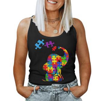 Autism Mom Elephant Puzzle Pieces Adhd Autism Supporter Women Tank Top Basic Casual Daily Weekend Graphic - Seseable
