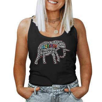Autism Mom Elephant Puzzle Pieces Autism Supporter Outfit Women Tank Top Basic Casual Daily Weekend Graphic - Seseable